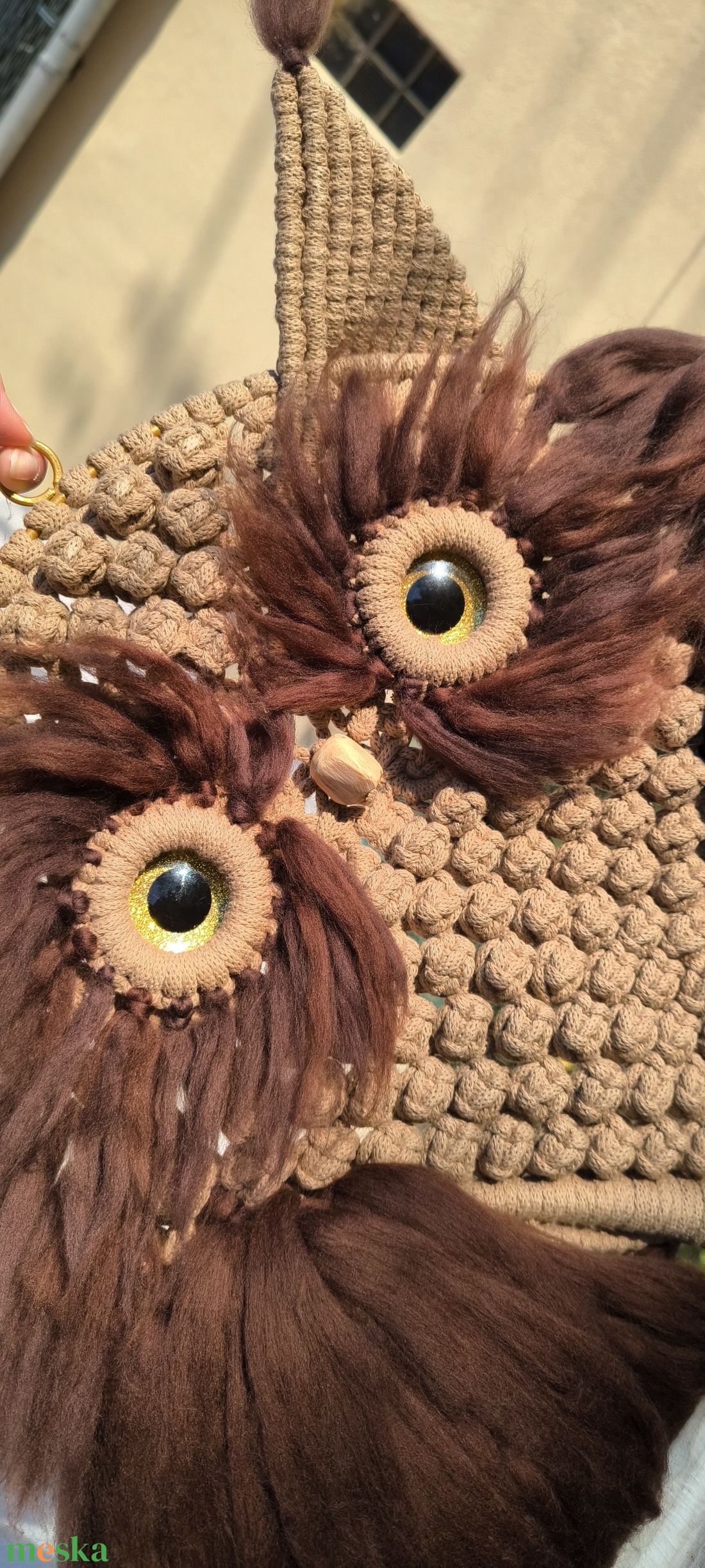 Makramé bagoly falidísz  - otthon & életmód - dekoráció - fali és függő dekoráció - álomfogó - Meska.hu