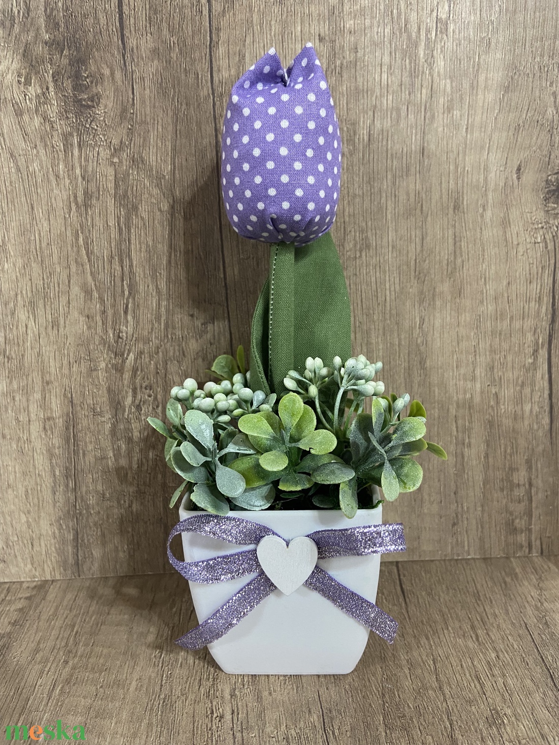 Textil tulipán kaspóban - otthon & életmód - dekoráció - asztal és polc dekoráció - asztaldísz - Meska.hu