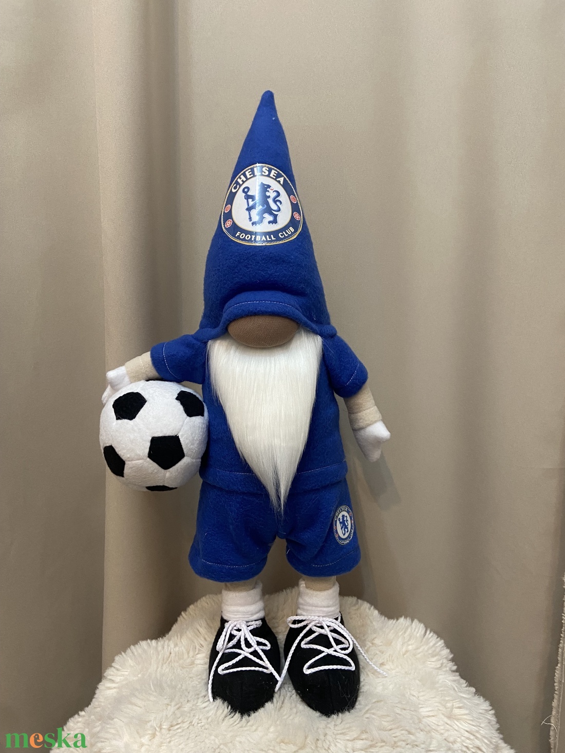 Álló Focis manó. Chelsea  50 cm - otthon & életmód - dekoráció - asztal és polc dekoráció - asztaldísz - Meska.hu