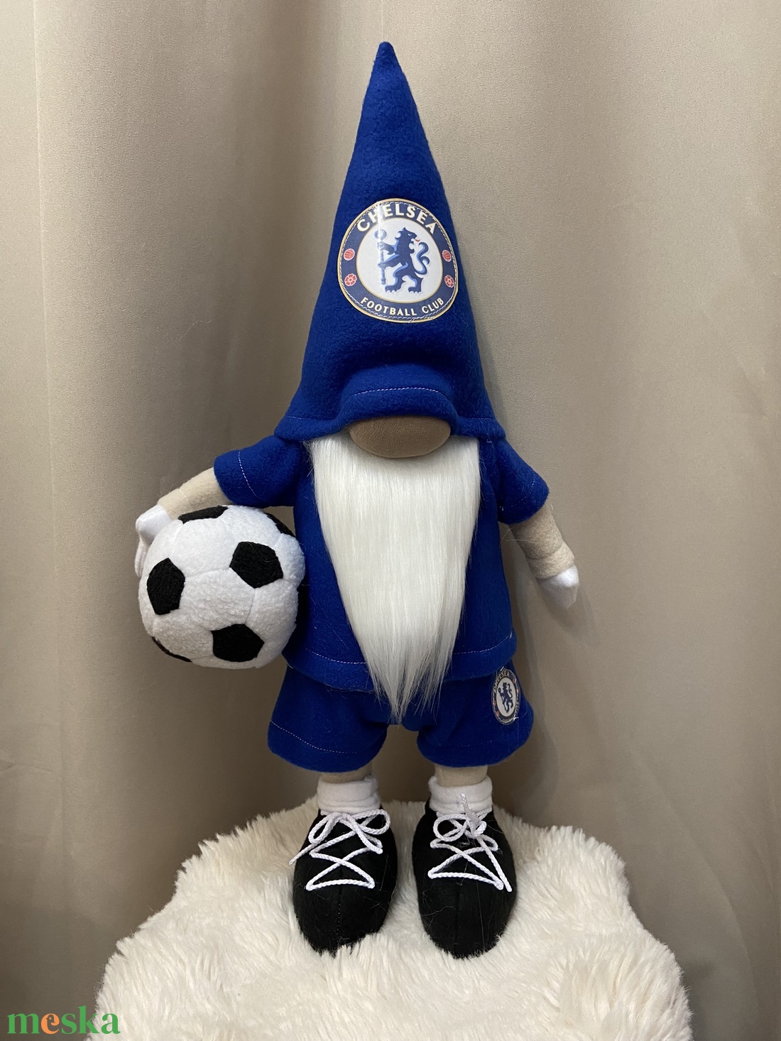 Álló Focis manó Chelsea  50 cm - otthon & életmód - dekoráció - manók - Meska.hu