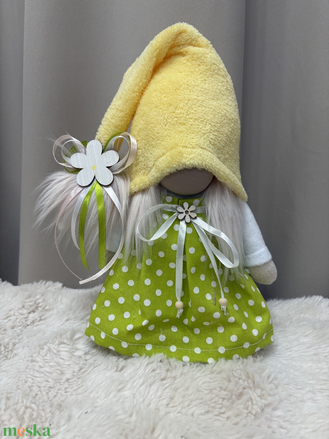 Tavaszi manólány. Sárga-zöld - otthon & életmód - dekoráció - manók - Meska.hu