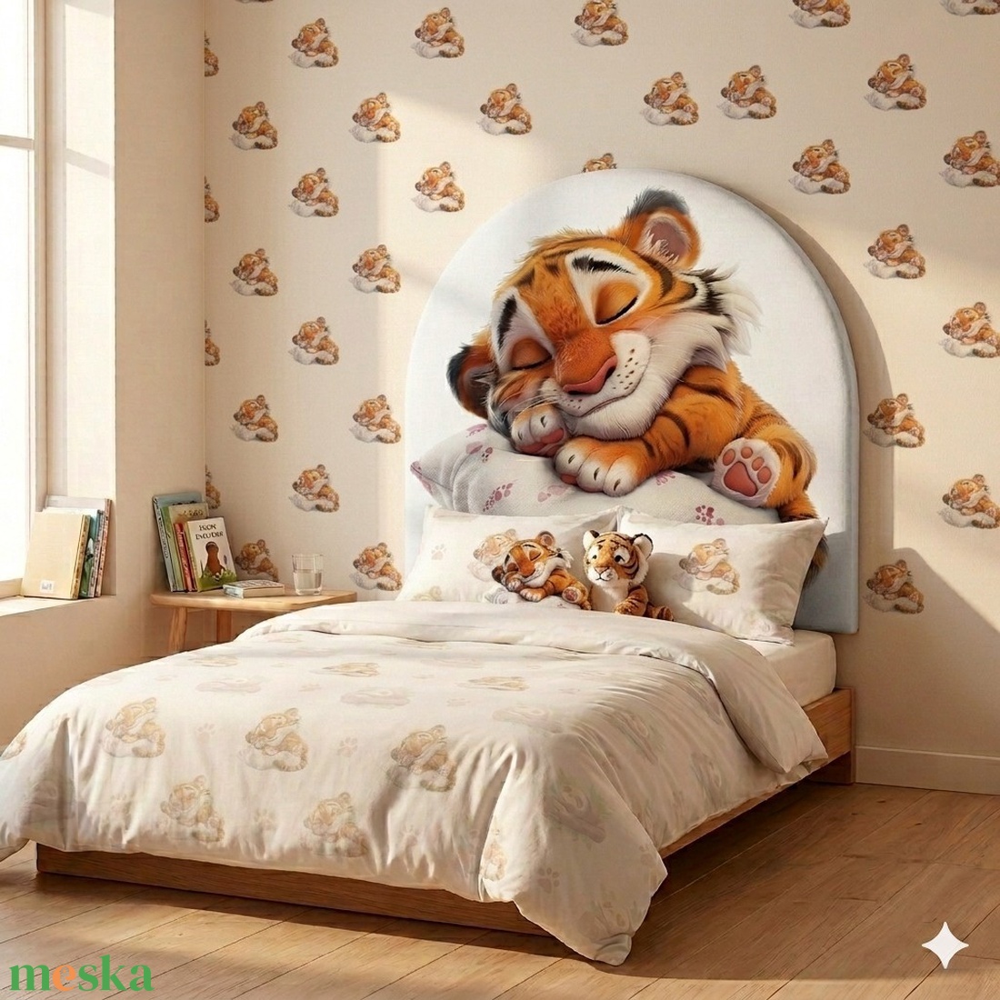 Tigris � Prémium Kárpitozott Falvédő és Gyerek Ágyvég (100x100 cm) - baba - mama - babaszoba dekoráció - falvédő gyerekszobába - Meska.hu