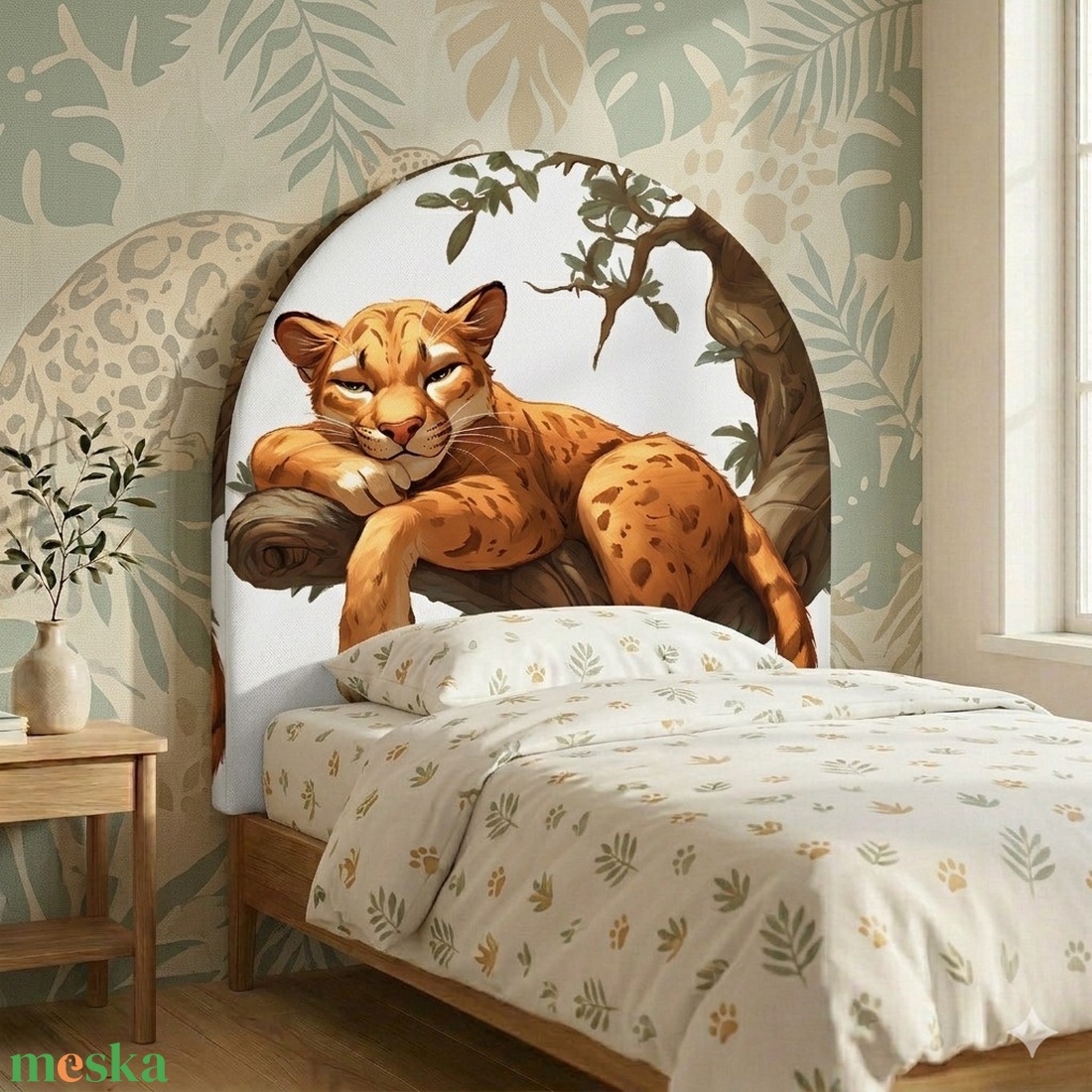 Leopárd kárpitozott gyerek falvédő és ágyvég � puha falvédő gyerekszobába (100x100 cm) - baba - mama - babaszoba dekoráció - falvédő gyerekszobába - Meska.hu