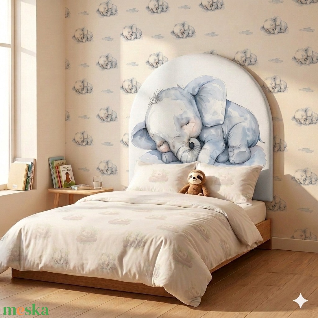 Álomszuszék Elfi �� � Textil falpanel kárpitozott gyerekszoba falvédő és ágyvég (100x100 cm) - baba - mama - babaszoba dekoráció - falvédő gyerekszobába - Meska.hu