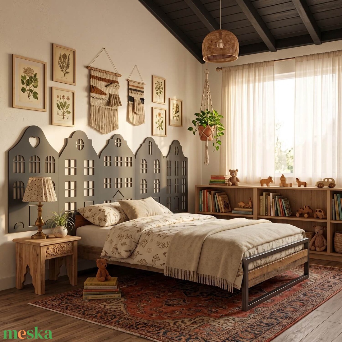 Falvédő Szett 200 cm-es ágyhoz � Gdansk Antracit Lézervágott HDF (200x75 cm, 5 db) - baba - mama - babaszoba dekoráció - falvédő gyerekszobába - Meska.hu