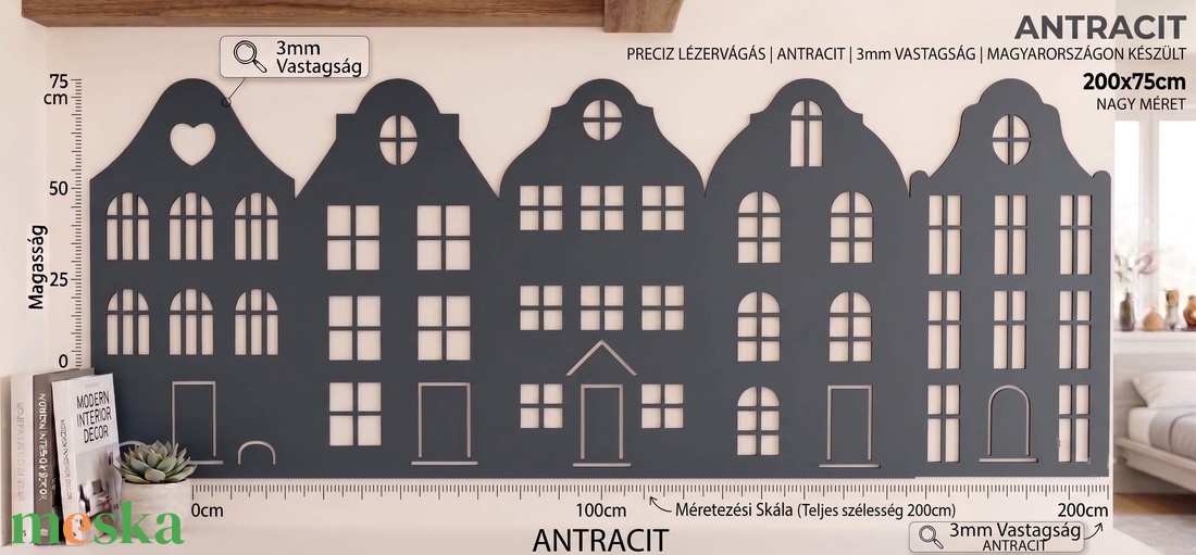Falvédő Szett 200 cm-es ágyhoz � Gdansk Antracit Lézervágott HDF (200x75 cm, 5 db) - baba - mama - babaszoba dekoráció - falvédő gyerekszobába - Meska.hu