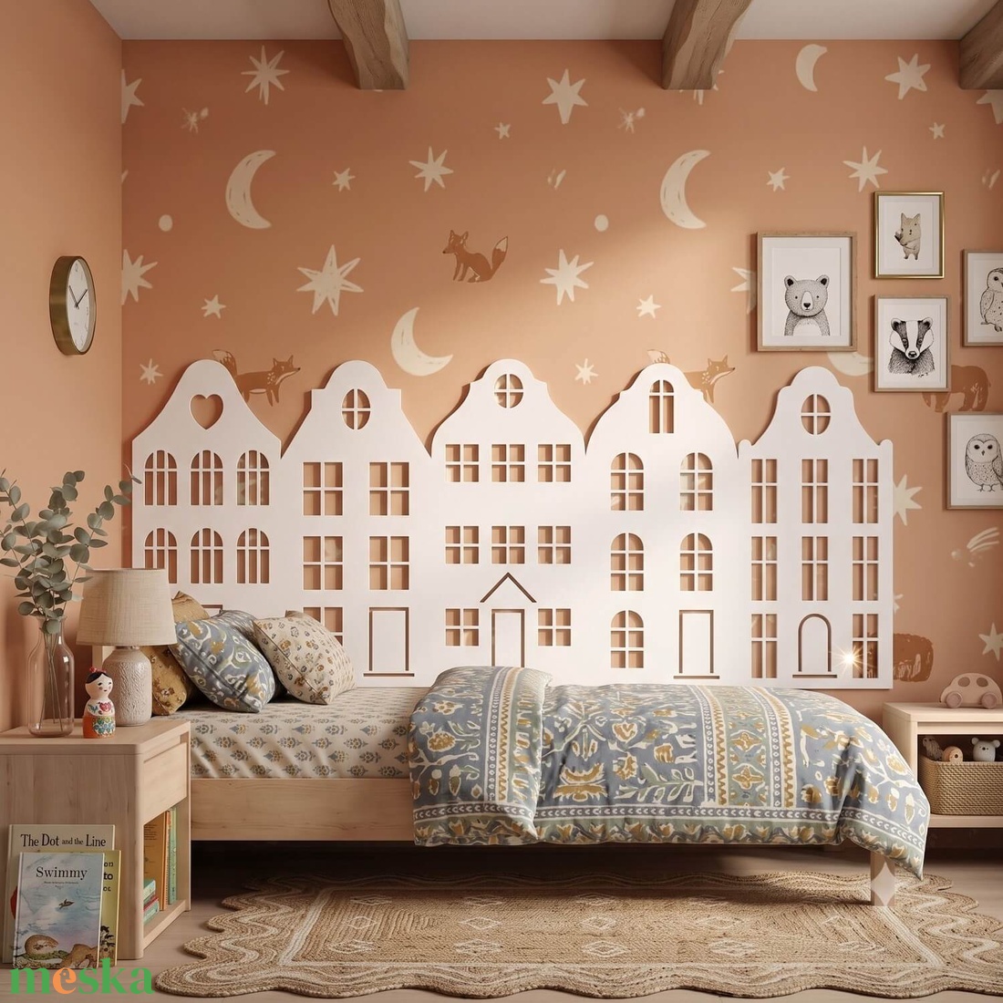 Falvédő Szett 200 cm-es ágyhoz � Gdansk Fehér Lézervágott HDF (200x75 cm, 5 db) - baba - mama - babaszoba dekoráció - falvédő gyerekszobába - Meska.hu