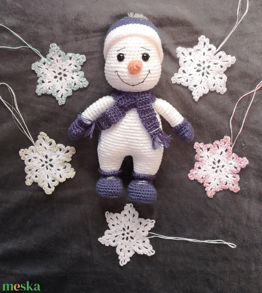 Hóember, hópehely - karácsony - karácsonyi lakásdekoráció - karácsonyi manók, figurák - Meska.hu