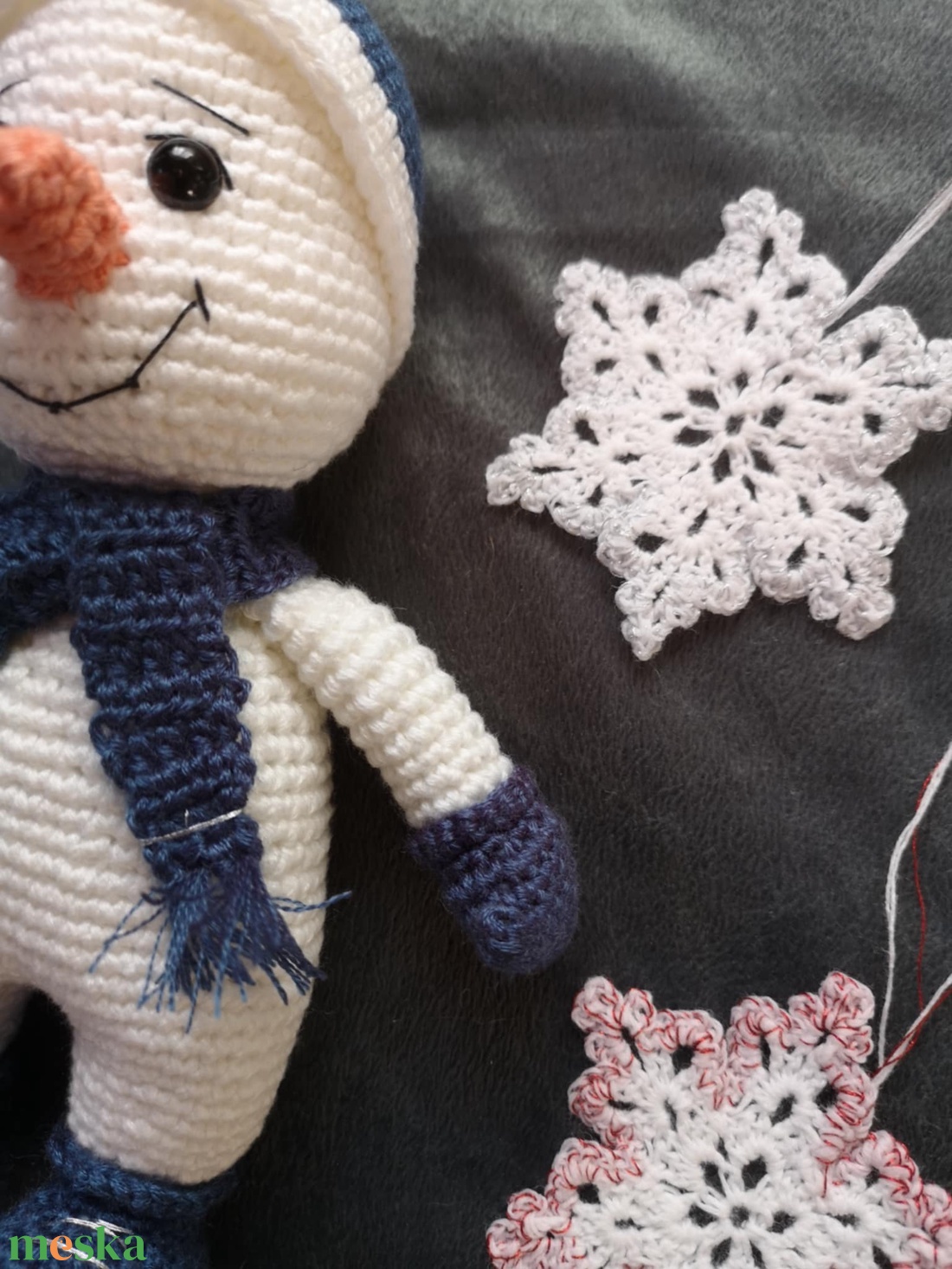 Hóember, hópehely - karácsony - karácsonyi lakásdekoráció - karácsonyi manók, figurák - Meska.hu