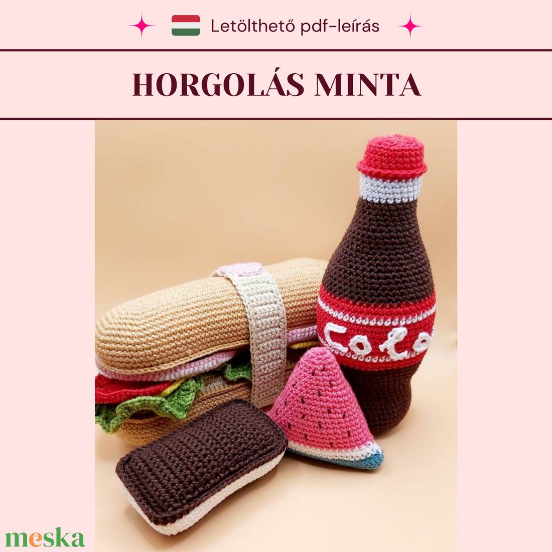Horgolt ebéd csomag mintaleírás - játék & sport - készségfejlesztő és logikai játék - montessori szivárvány, waldorf játékok - Meska.hu