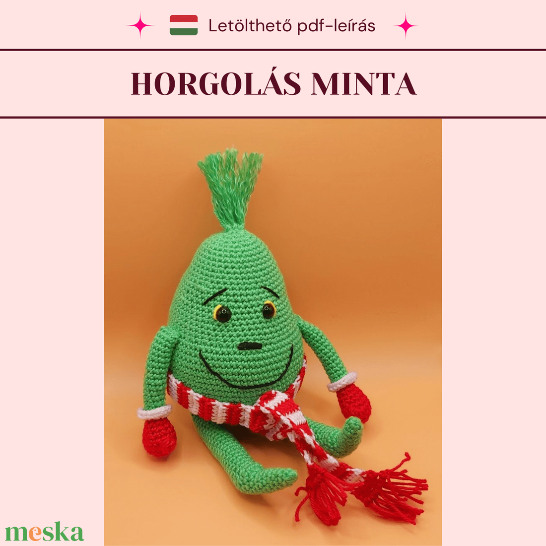 Horgolt Gömb Grincs mintaleírás - karácsony - karácsonyi lakásdekoráció - karácsonyi manók, figurák - Meska.hu