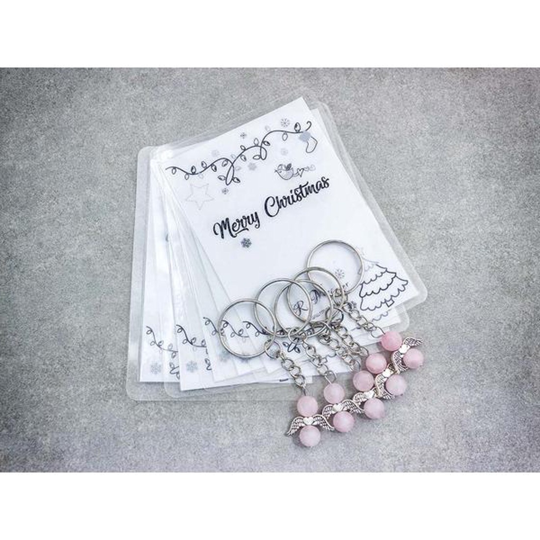 Merry Christmas kulcstartó rózsakvarccal 5 dbos csomag -  - Meska.hu