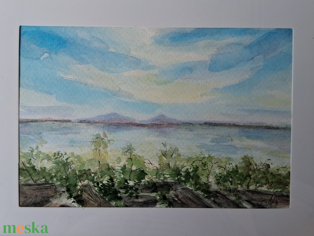 Akvarell Balaton tájkép - művészet - festmény - akvarell - Meska.hu