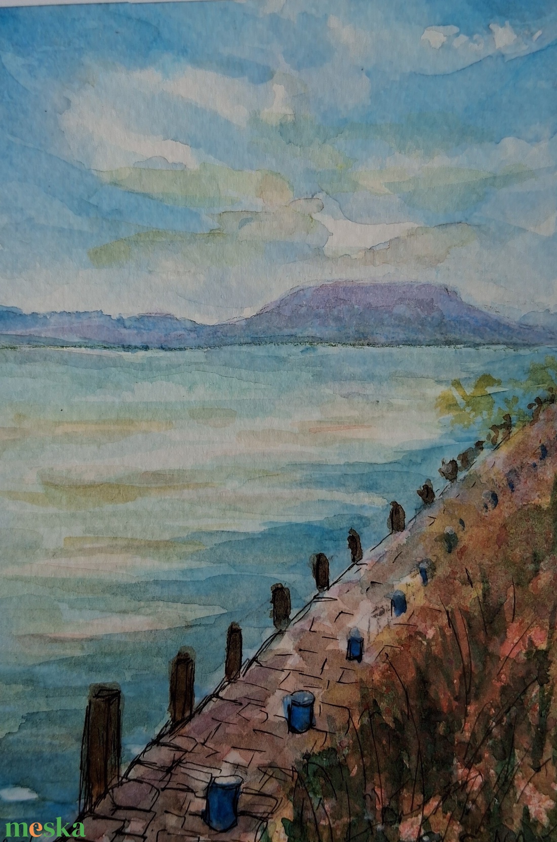 Akvarell balatoni tájkép - művészet - festmény - akvarell - Meska.hu