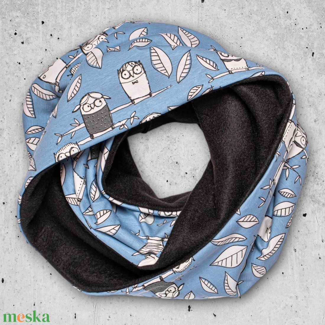 Baglyos belebújós körsál polár béléssel  - ruha & divat - sál, sapka, kendő - sál - Meska.hu