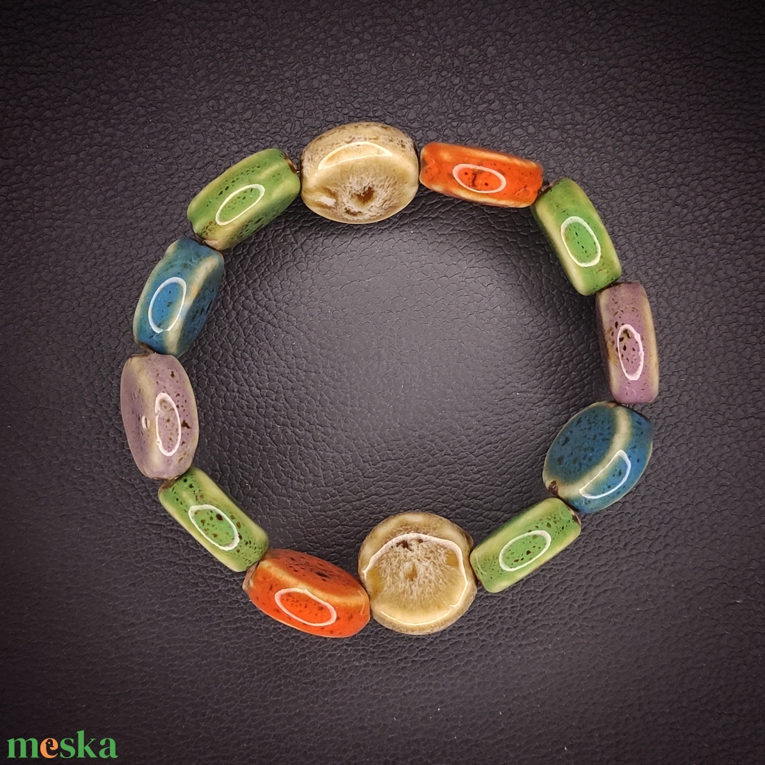 Karkötő: kerámia gyöngyökből #4 - ékszer - karkötő - gyöngyös karkötő - Meska.hu