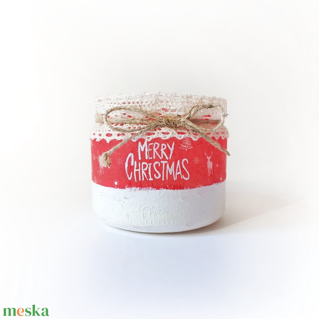 Decoupage technikával díszített karácsonyi mécsestartó  - otthon & életmód - gyertya, illat, aroma - mécses és mécsestartó - Meska.hu