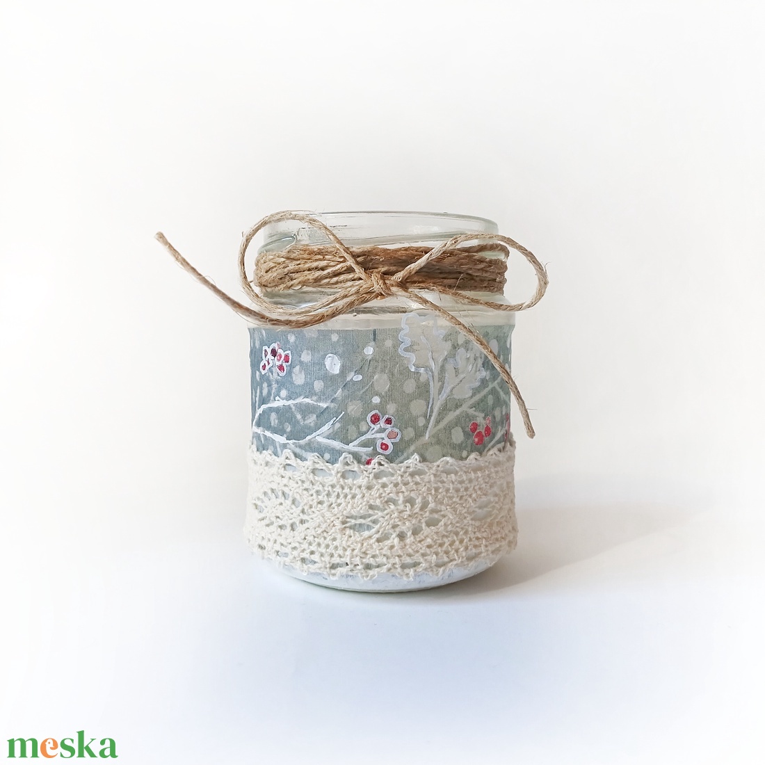 Decoupage technikával díszített karácsonyi mécsestartó  - otthon & életmód - gyertya, illat, aroma - mécses és mécsestartó - Meska.hu
