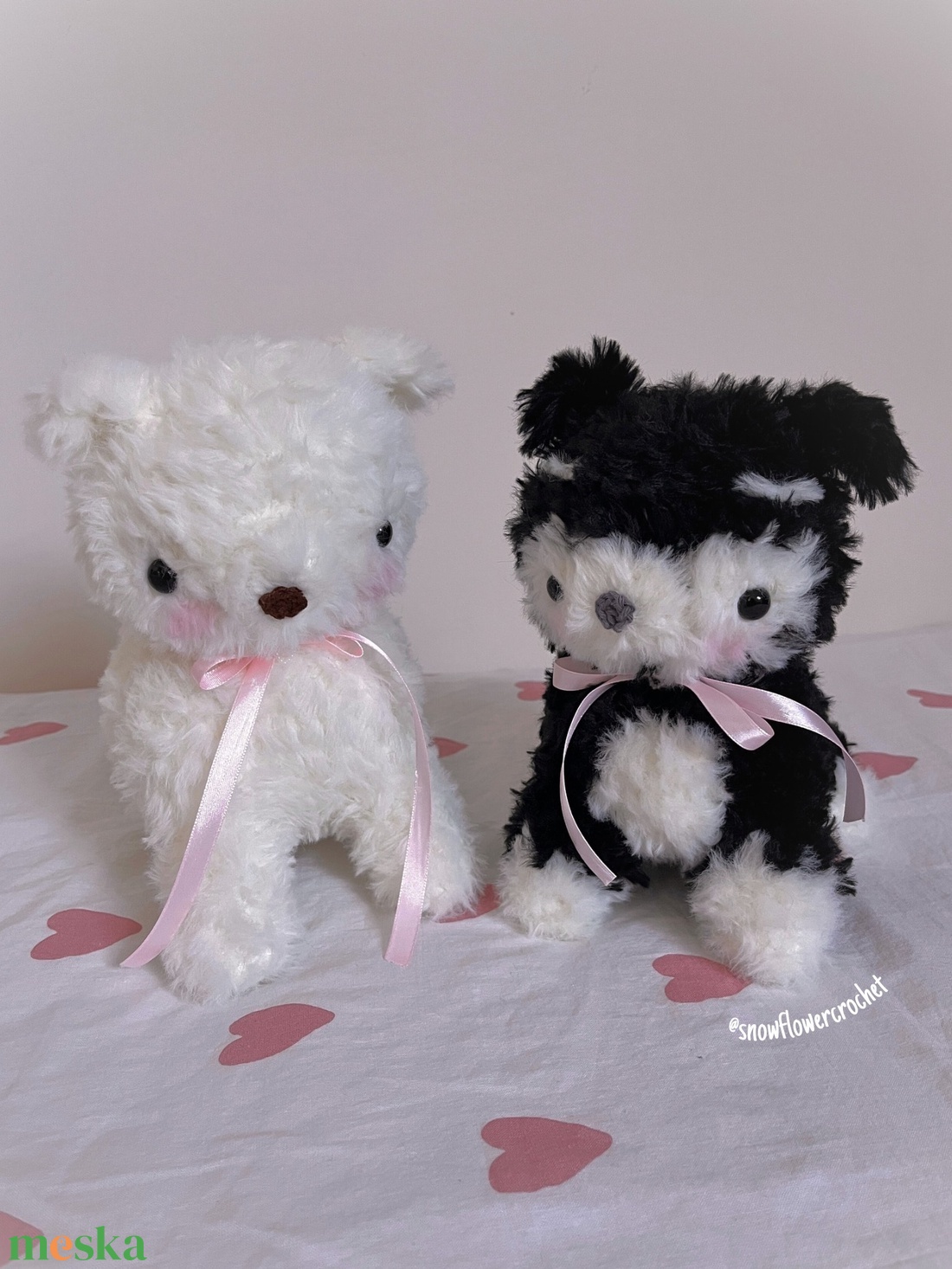 hópihe horgolt fehér kutyus plüss, amigurumi - játék & sport - plüssállat & játékfigura - kutya - Meska.hu