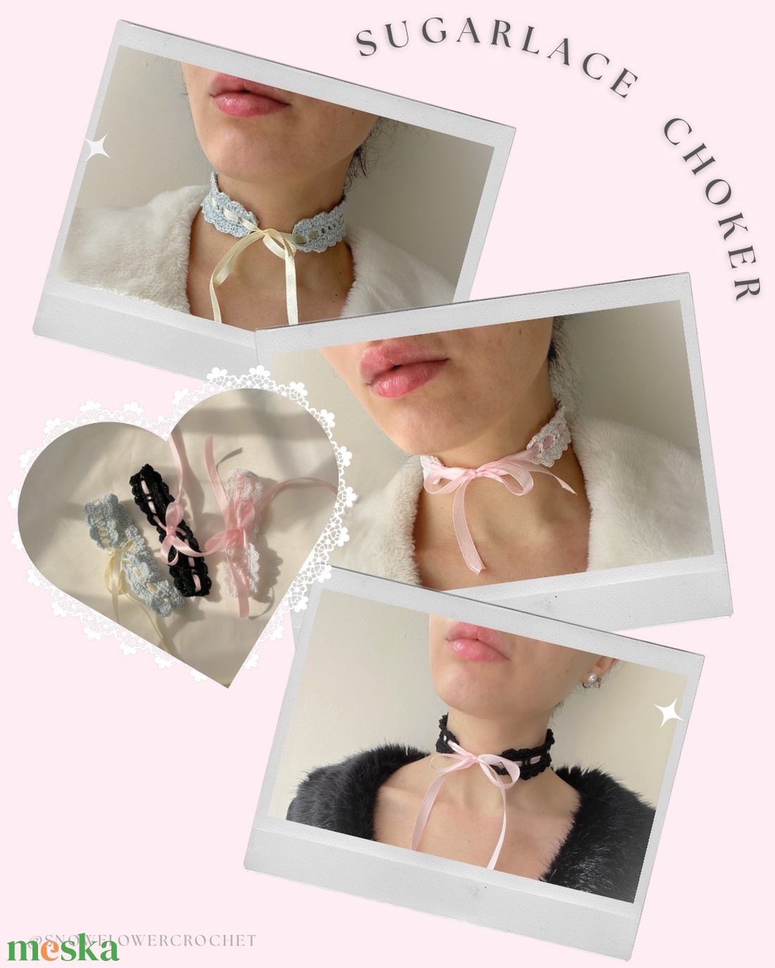 Sugarlace Choker - kézzel horgolt csipke choker nyaklánc, romantikus horgolt nyakdísz - ékszer - nyaklánc - nyakpánt, gallér - Meska.hu Sugarlace Choker - kézzel horgolt csipke choker nyaklánc, romantikus horgolt nyakdísz - ékszer - nyaklánc - nyakpánt, gallér - Meska.hu