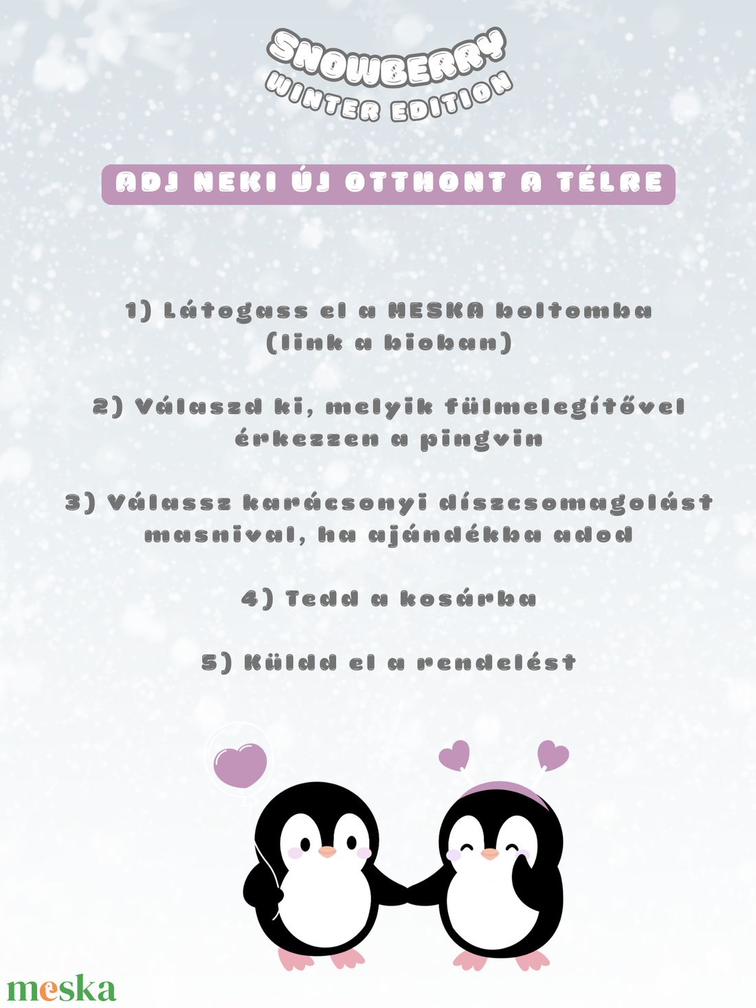 Snowberry horgolt pingvin, amigurumi, coquette masnival, választható fülmelegítővel - játék & sport - plüssállat & játékfigura - madár - Meska.hu