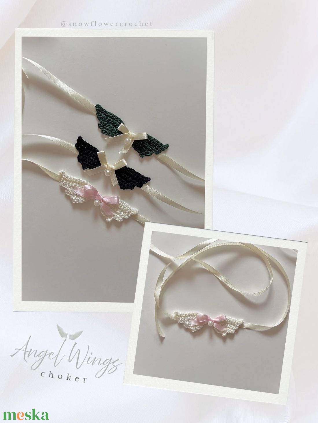 Angel Wings choker, vintage nyakpánt, coquette stílusban - ékszer - nyaklánc - nyakpánt, gallér - Meska.hu