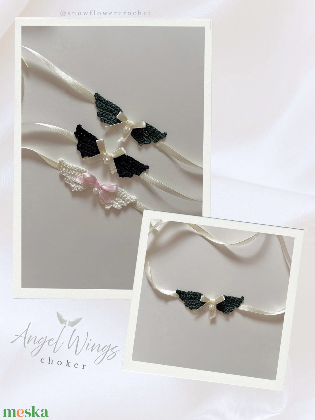 Angel Wings choker, vintage nyakpánt, coquette stílusban - ékszer - nyaklánc - nyakpánt, gallér - Meska.hu