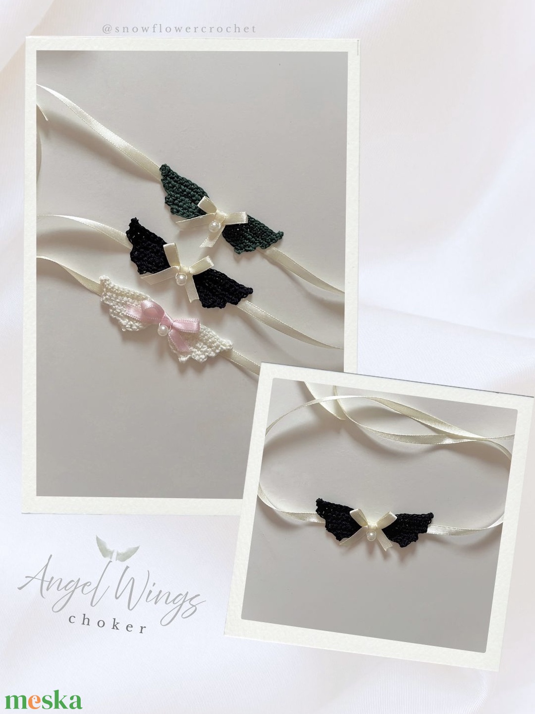 Angel Wings choker, vintage nyakpánt, coquette stílusban - ékszer - nyaklánc - nyakpánt, gallér - Meska.hu