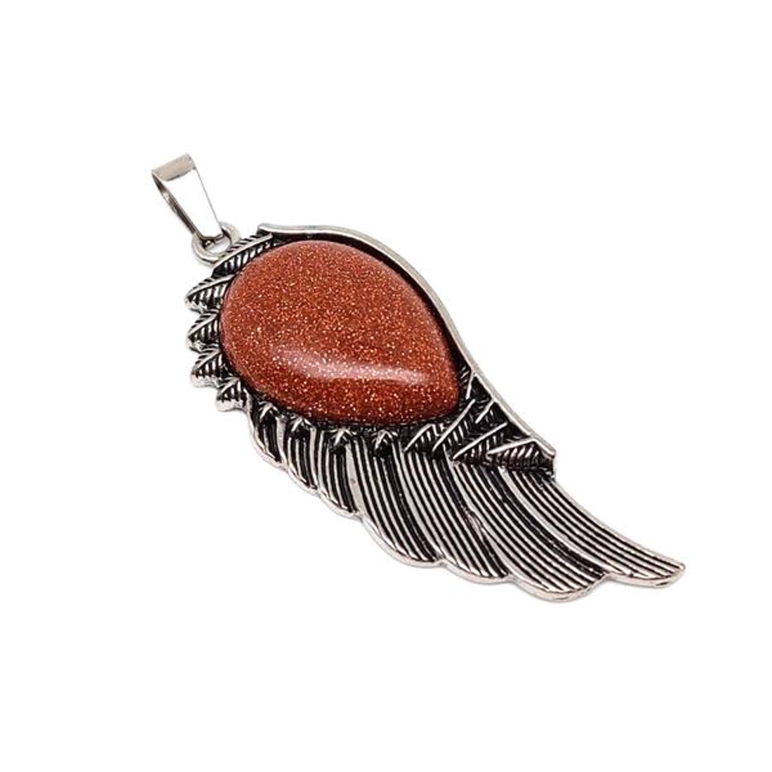 Angyalszárny medál fém Goldstone vörös 2x6cm - ékszer - nyaklánc - medál - Meska.hu