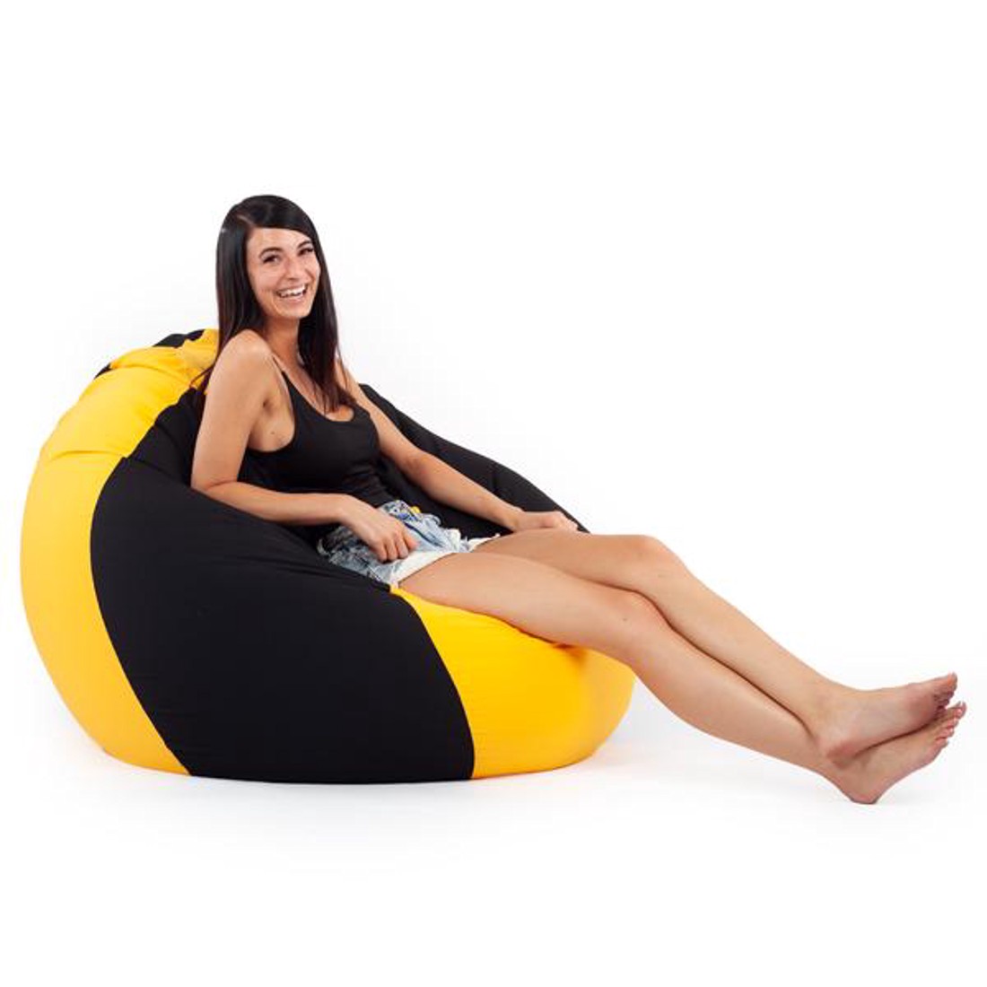 Fekete - Sárga Bicolor XXL Babzsákfotel -  - Meska.hu