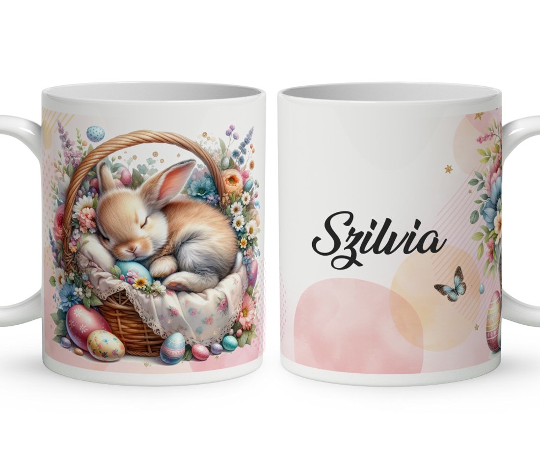Névvel kérhető - Tündéri alvó húsvéti nyuszika mintás bögre - otthon & életmód - konyhafelszerelés, tálalás - tálalás - bögre & csésze - Meska.hu