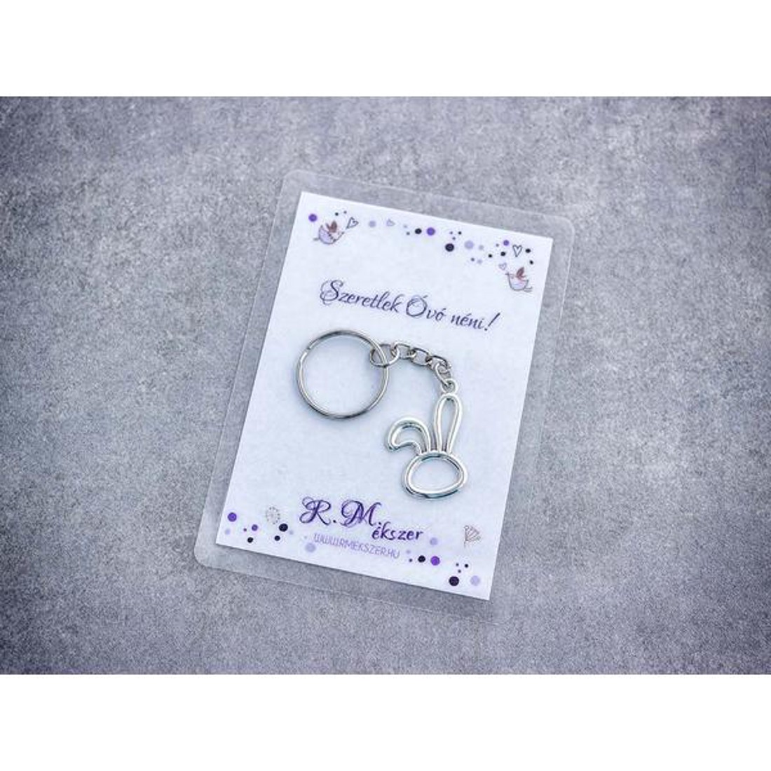 Szeretlek Óvó néni egyszerű nyuszi medálos kulcstartó - táska & tok - kulcstartó & táskadísz - kulcstartó - Meska.hu