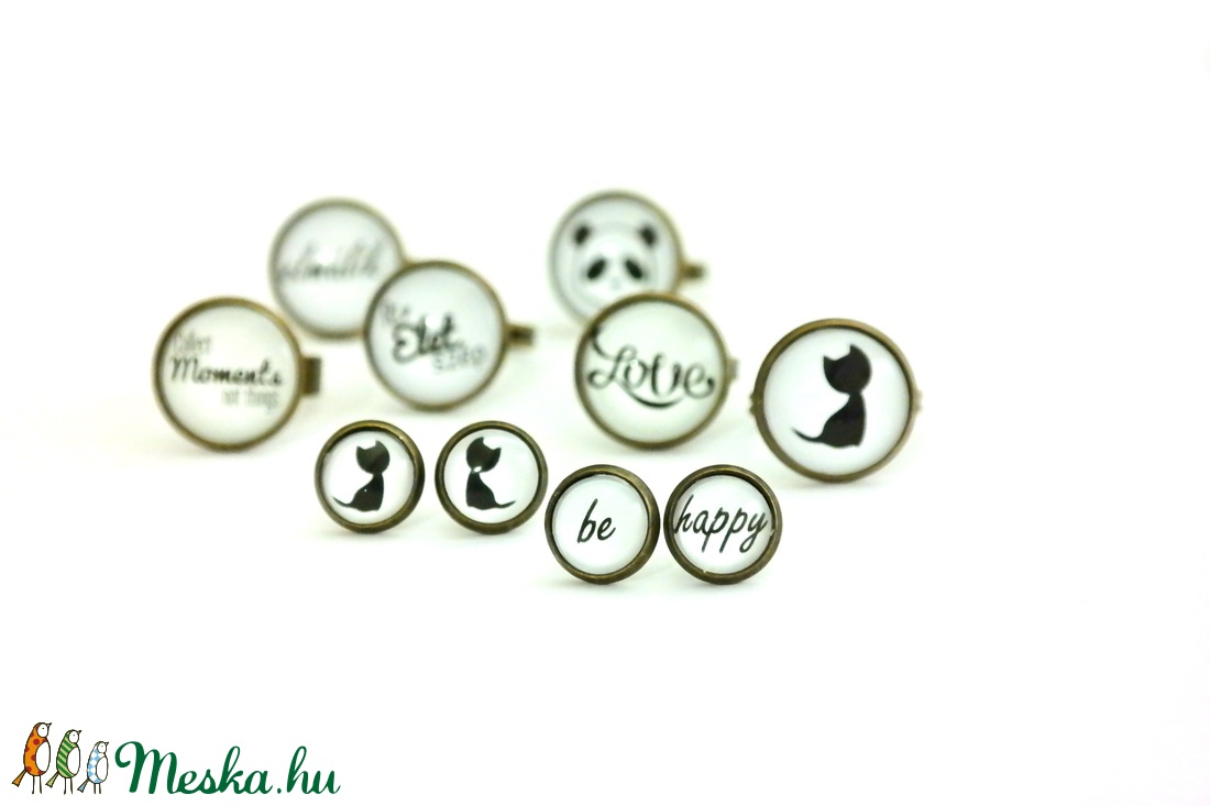 Elmúlik felíratú fekete fehér gyűrű -  - Meska.hu