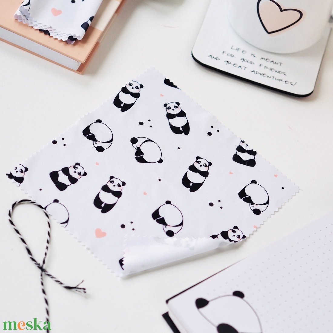 Pandás szemüvegtörlő kendő - táska & tok - pénztárca & más tok - szemüvegtok - Meska.hu