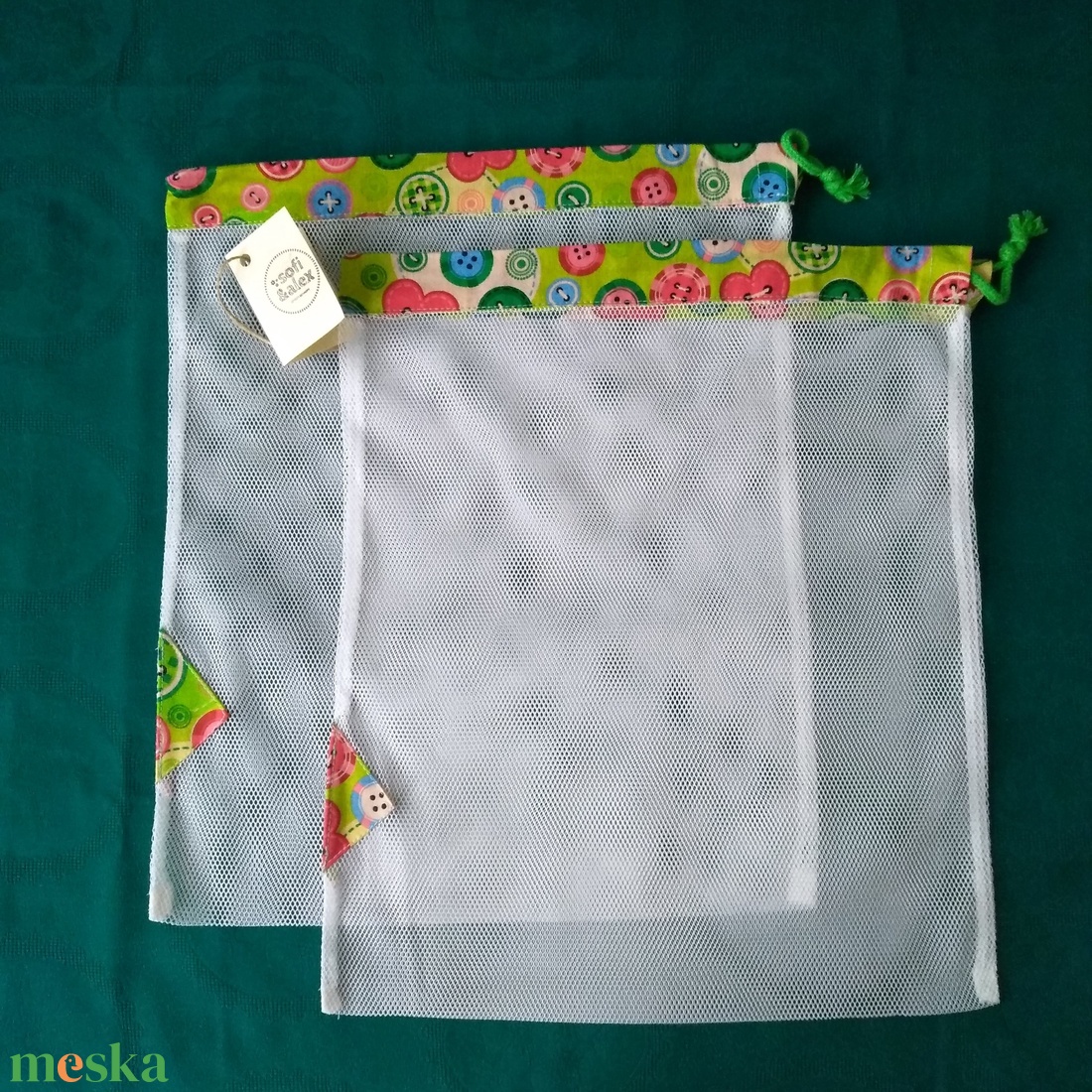 Nagy méretű, gomb mintás gyümölcsös, zöldséges zsák - táska & tok - bevásárlás & shopper táska - zöldség/gyümölcs zsák - Meska.hu