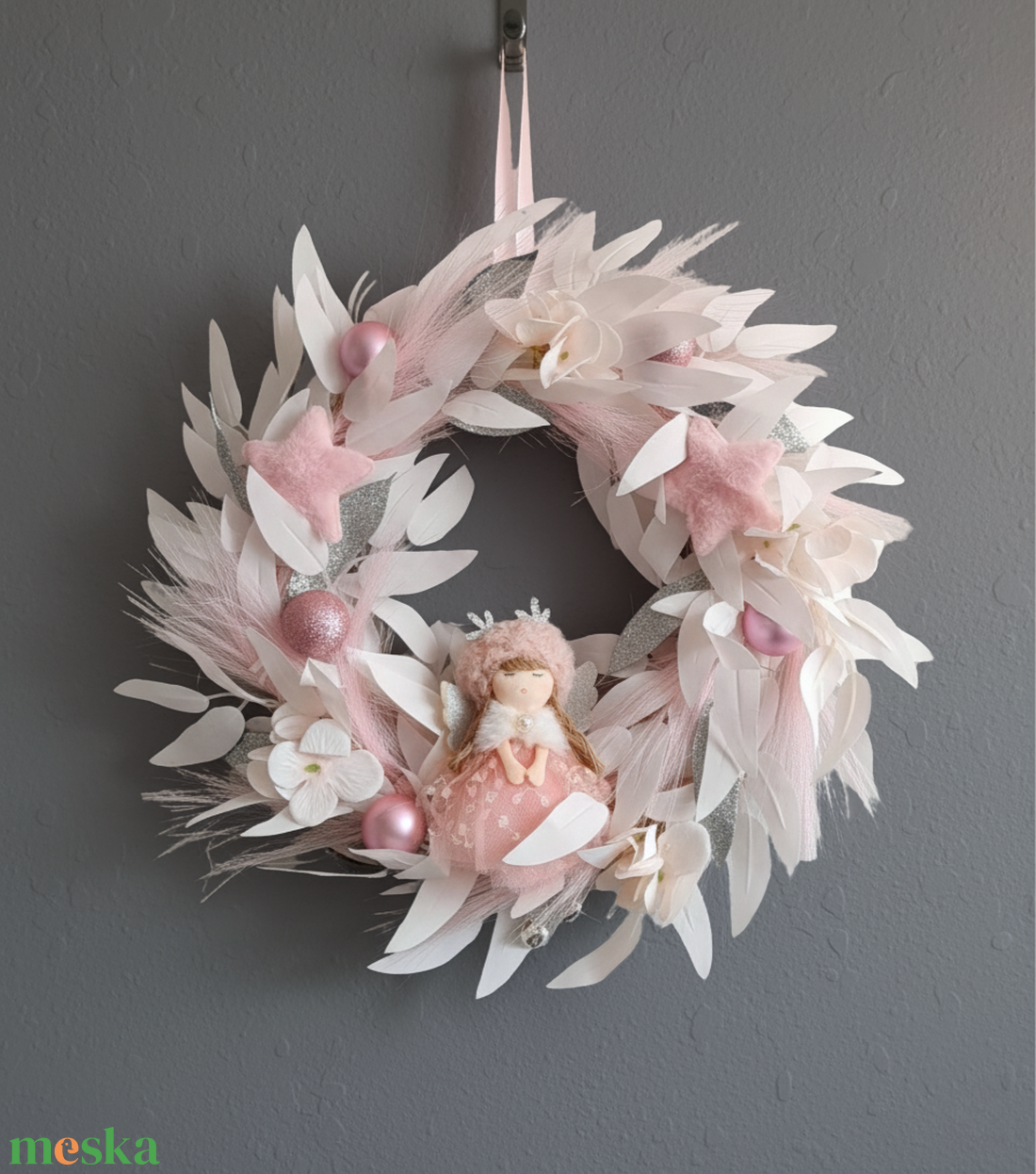 Pasztel adventi kopogtató - karácsony - adventi díszek - adventi ajtódísz - Meska.hu