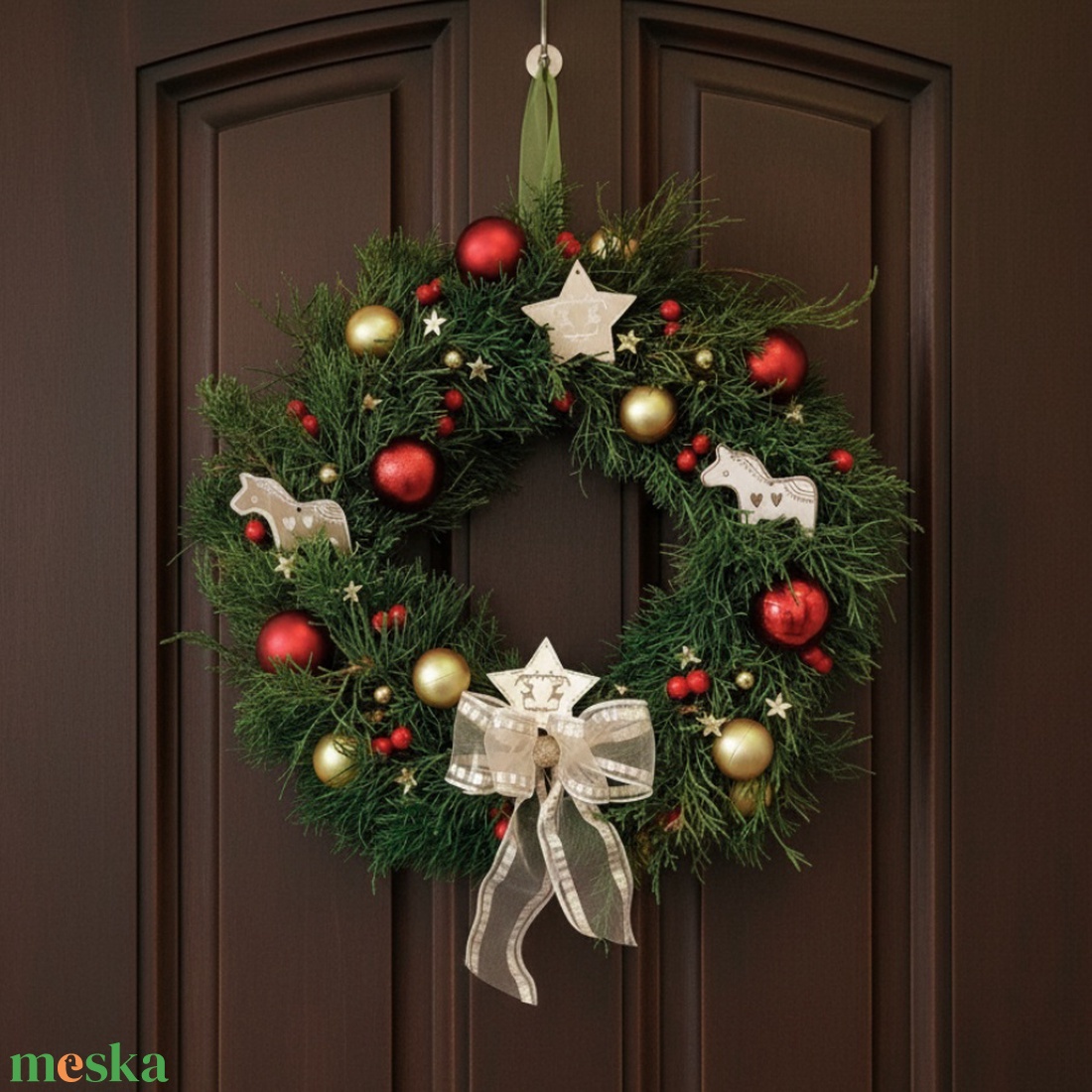 Adventi ajtódísz, kopogtató - karácsony - adventi díszek - adventi ajtódísz - Meska.hu