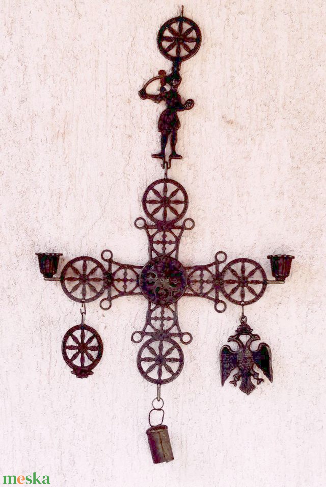Ortodox kardos, és kétfejű sas alakos bronz felfüggeszthető gyertyatartó a távolkeletről. - otthon & életmód - gyertya, illat, aroma - gyertyatartó - Meska.hu