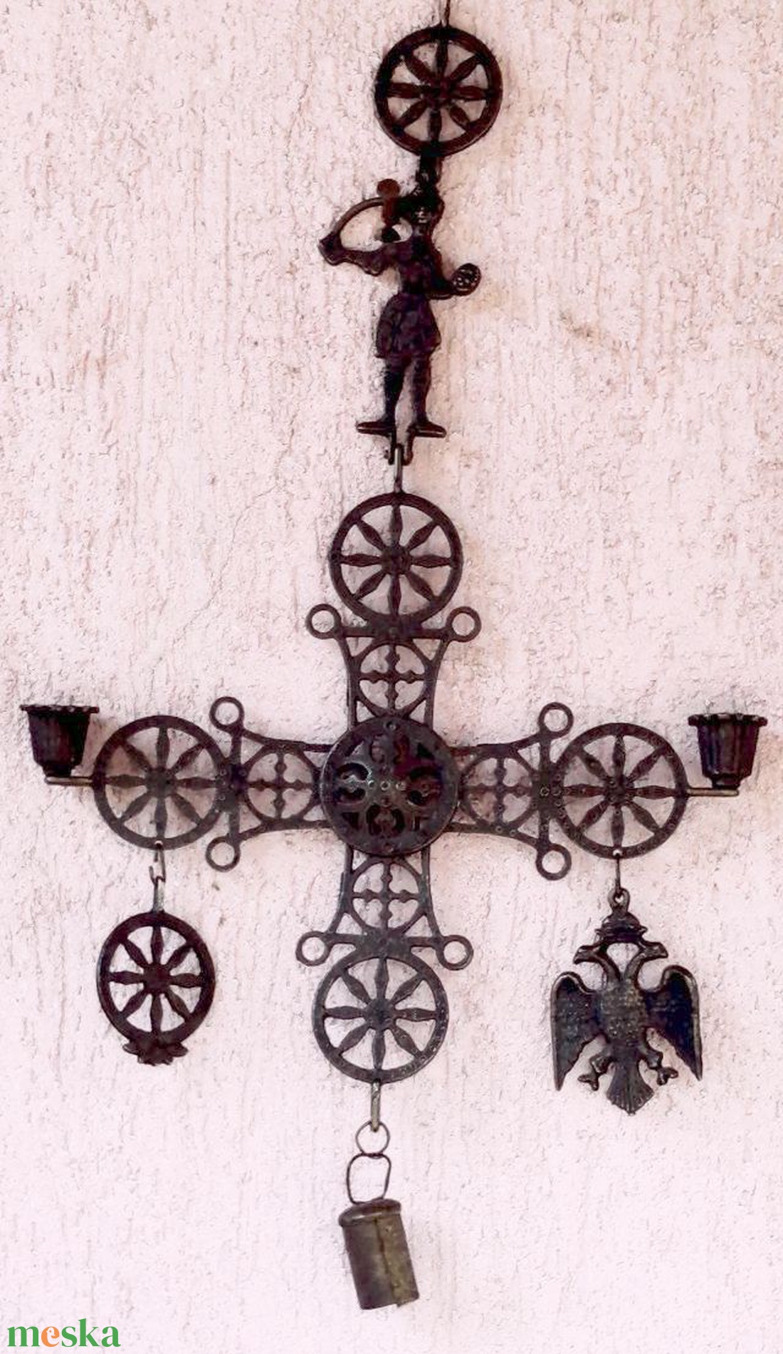 Ortodox kardos, és kétfejű sas alakos bronz felfüggeszthető gyertyatartó a távolkeletről. - otthon & életmód - gyertya, illat, aroma - gyertyatartó - Meska.hu