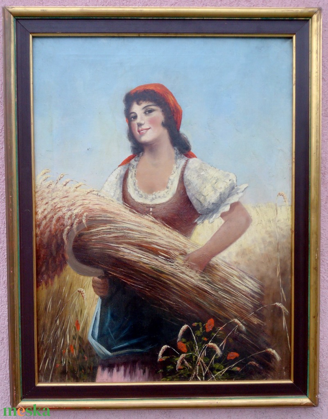 Marokszedő leány biedermeier stílusú olaj-vászon festmény keretezve - művészet - festmény - olajfestmény - Meska.hu Marokszedő leány biedermeier stílusú olaj-vászon festmény keretezve - művészet - festmény - olajfestmény - Meska.hu