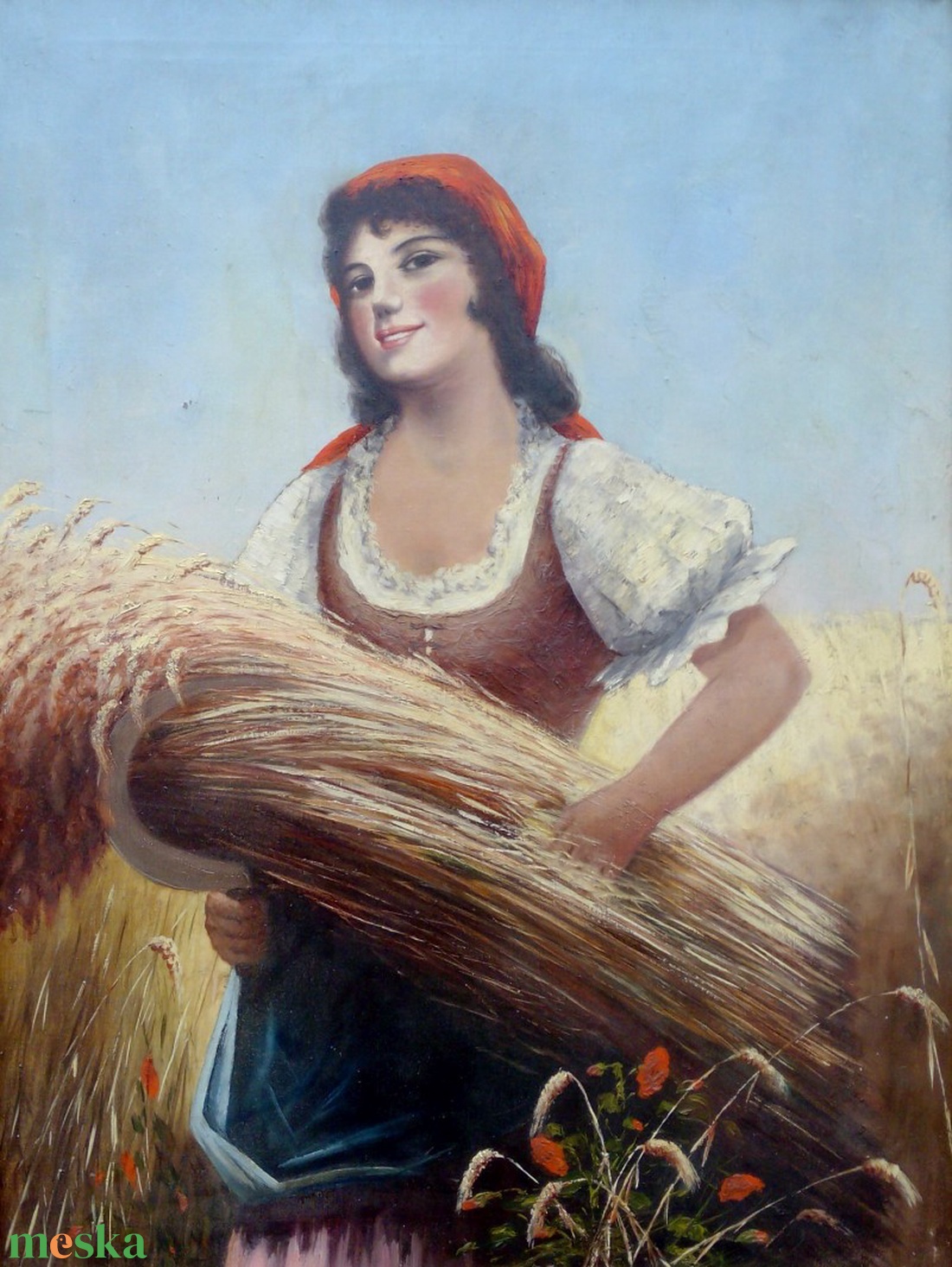 Marokszedő leány biedermeier stílusú olaj-vászon festmény keretezve - művészet - festmény - olajfestmény - Meska.hu Marokszedő leány biedermeier stílusú olaj-vászon festmény keretezve - művészet - festmény - olajfestmény - Meska.hu