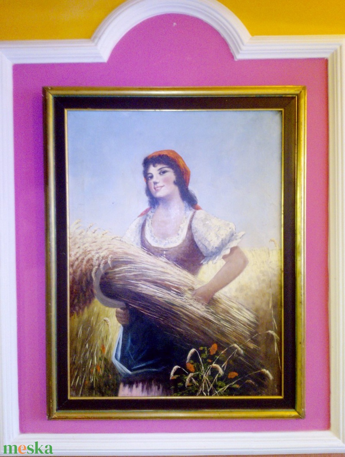 Marokszedő leány biedermeier stílusú olaj-vászon festmény keretezve - művészet - festmény - olajfestmény - Meska.hu Marokszedő leány biedermeier stílusú olaj-vászon festmény keretezve - művészet - festmény - olajfestmény - Meska.hu