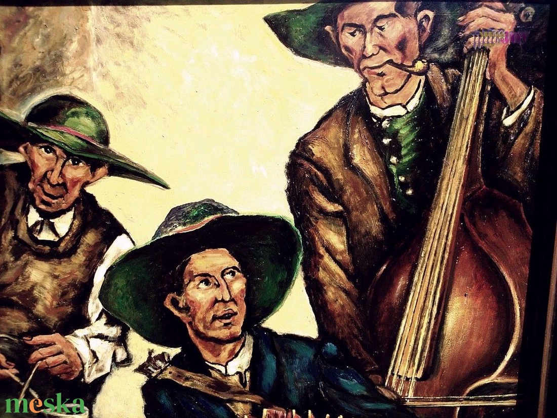 Muzsikusok, kocsmában játszó holland zenészcsapat portréja a XX. század elejéről - művészet - festmény - olajfestmény - Meska.hu Muzsikusok, kocsmában játszó holland zenészcsapat portréja a XX. század elejéről - művészet - festmény - olajfestmény - Meska.hu