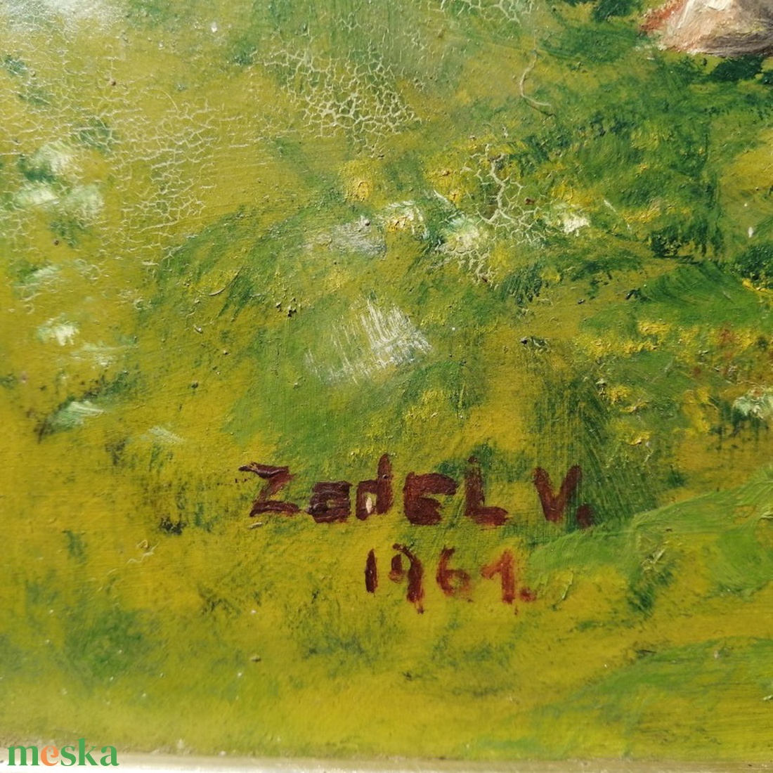 Tiroli tájkép erdei tóval, és házikóval, szignált festmény Ausztriából - művészet - festmény - olajfestmény - Meska.hu