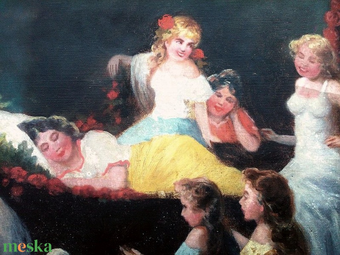 Leányálom, romantikus jelenet, nimfákkal, olaj-vászon festmény, Sasváry szignóval - művészet - festmény - olajfestmény - Meska.hu Leányálom, romantikus jelenet, nimfákkal, olaj-vászon festmény, Sasváry szignóval - művészet - festmény - olajfestmény - Meska.hu
