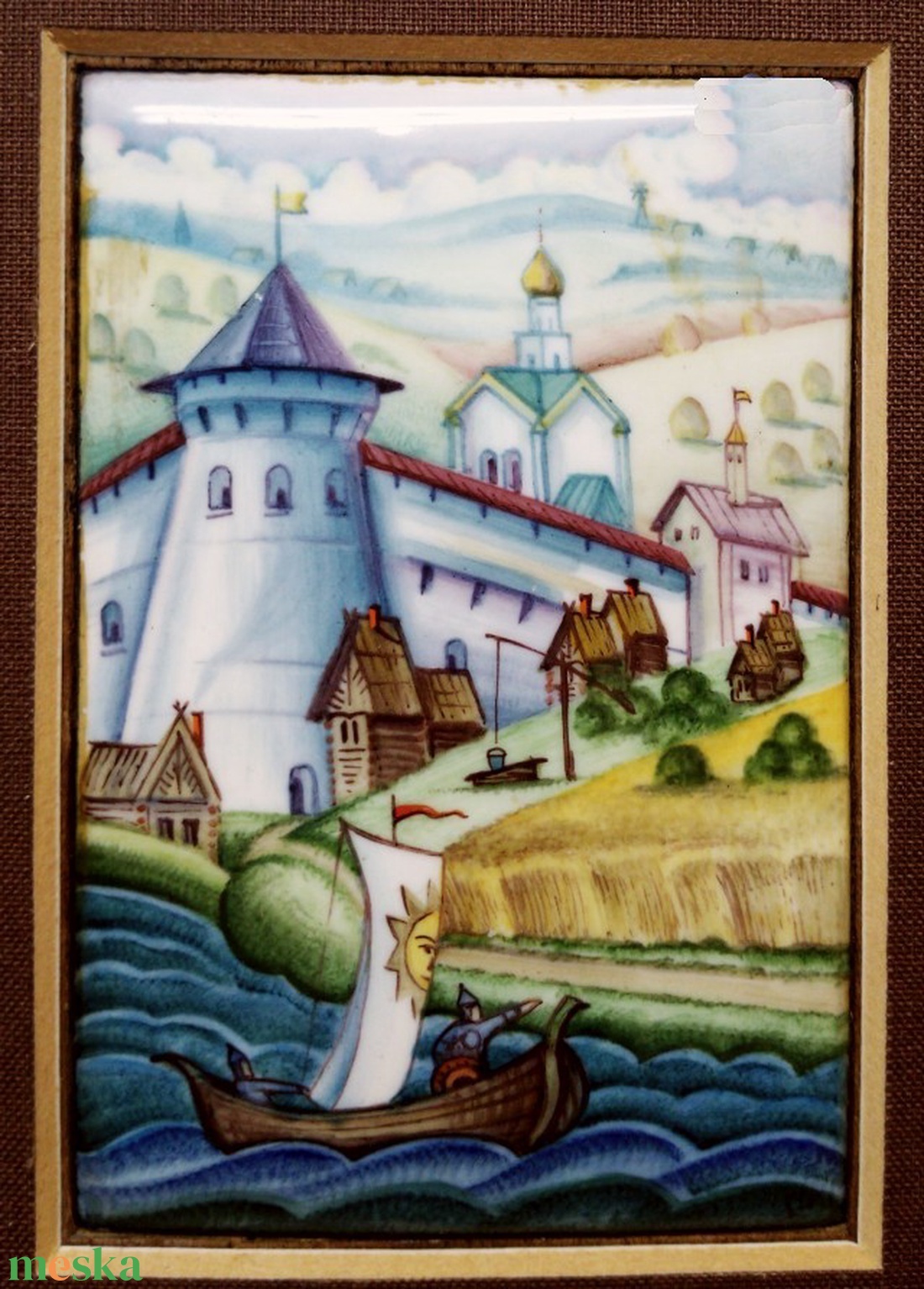 Tűzzománc miniatúra festmény, Orosz tájkép faluvége erődítménnyel, és vitorlással - otthon & életmód - dekoráció - kép & falikép - 3d képek - Meska.hu Tűzzománc miniatúra festmény, Orosz tájkép faluvége erődítménnyel, és vitorlással - otthon & életmód - dekoráció - kép & falikép - 3d képek - Meska.hu