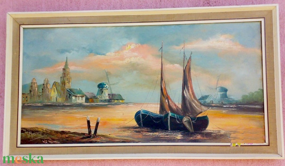 Kortárs, modern tájkép. Halászbárkák pirkadatkor, Holland realista műtárgy - művészet - festmény - olajfestmény - Meska.hu Kortárs, modern tájkép. Halászbárkák pirkadatkor, Holland realista műtárgy - művészet - festmény - olajfestmény - Meska.hu