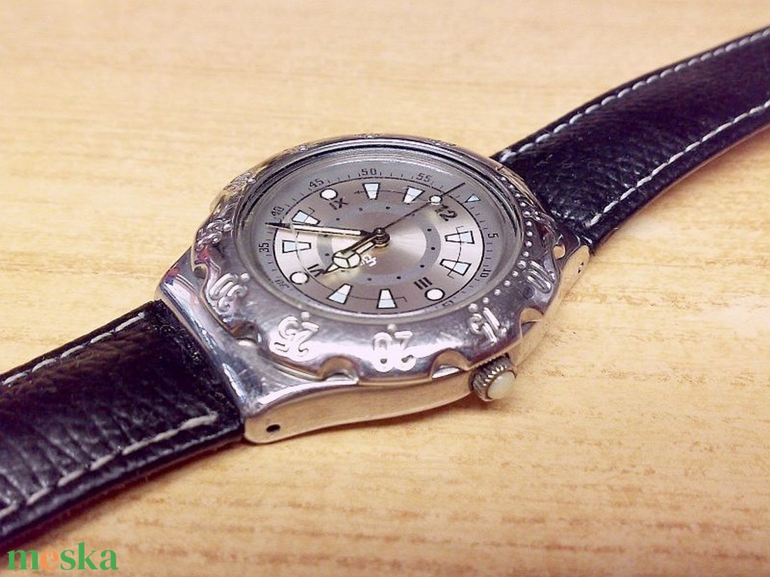 Svájci SWATCH Quartz karóra Króm tokozású forgó lünettás, bőr szíjjal - ékszer - karóra és ékszeróra - karóra - Meska.hu Svájci SWATCH Quartz karóra Króm tokozású forgó lünettás, bőr szíjjal - ékszer - karóra és ékszeróra - karóra - Meska.hu