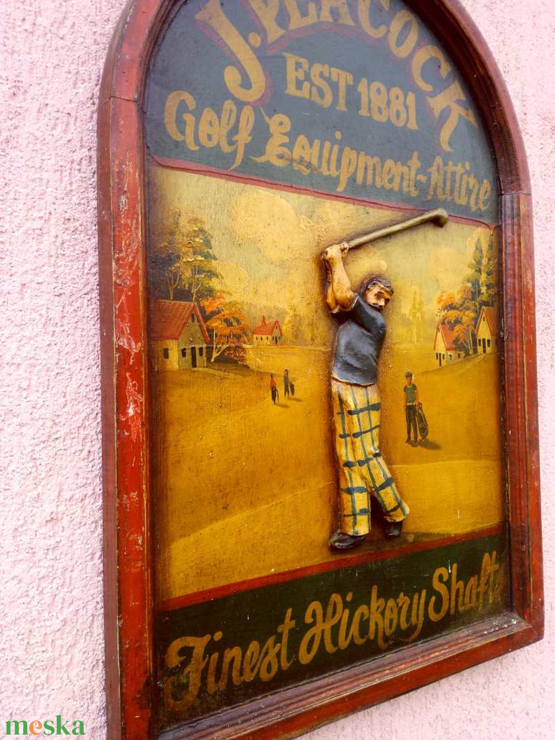 Antik festett reklámtábla domborműves faragvánnyal, J. Peacock Golf Equipment 1881, keretezve - művészet - festmény - olajfestmény - Meska.hu Antik festett reklámtábla domborműves faragvánnyal, J. Peacock Golf Equipment 1881, keretezve - művészet - festmény - olajfestmény - Meska.hu