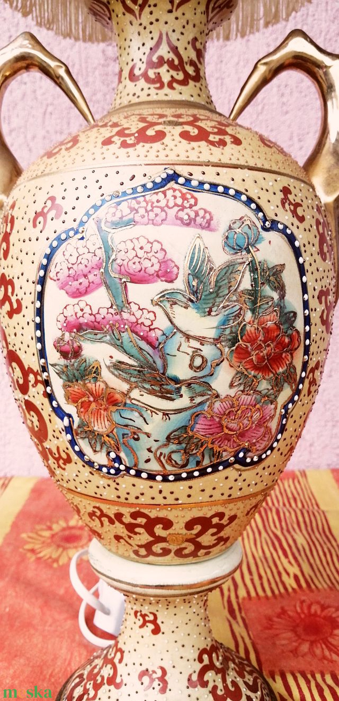 Óriás porcelán lámpa különleges madaras festéssel, aranyozva, ernyővel - otthon & életmód - lámpa - asztali lámpa - Meska.hu Óriás porcelán lámpa különleges madaras festéssel, aranyozva, ernyővel - otthon & életmód - lámpa - asztali lámpa - Meska.hu